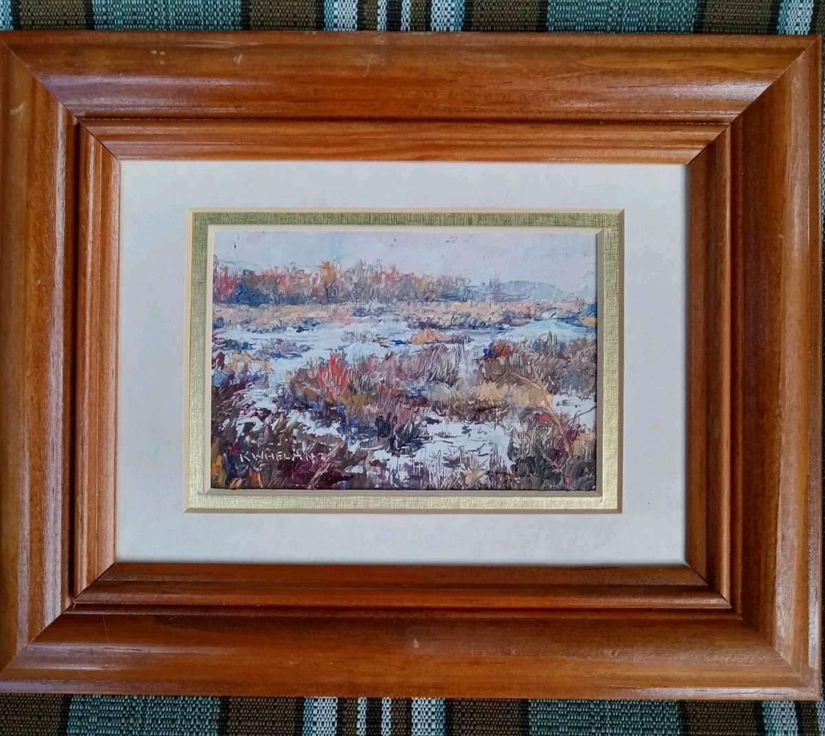 1996 Original Oil Painting Swamp Chapman Pond Signed Roberta Whelan Frame 10×8″