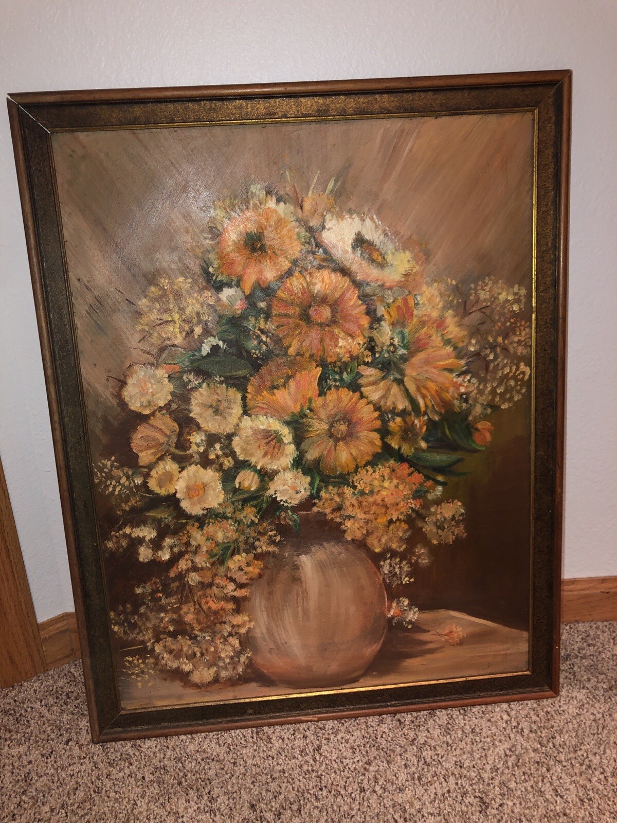 Framed Floral Original Oil Painting