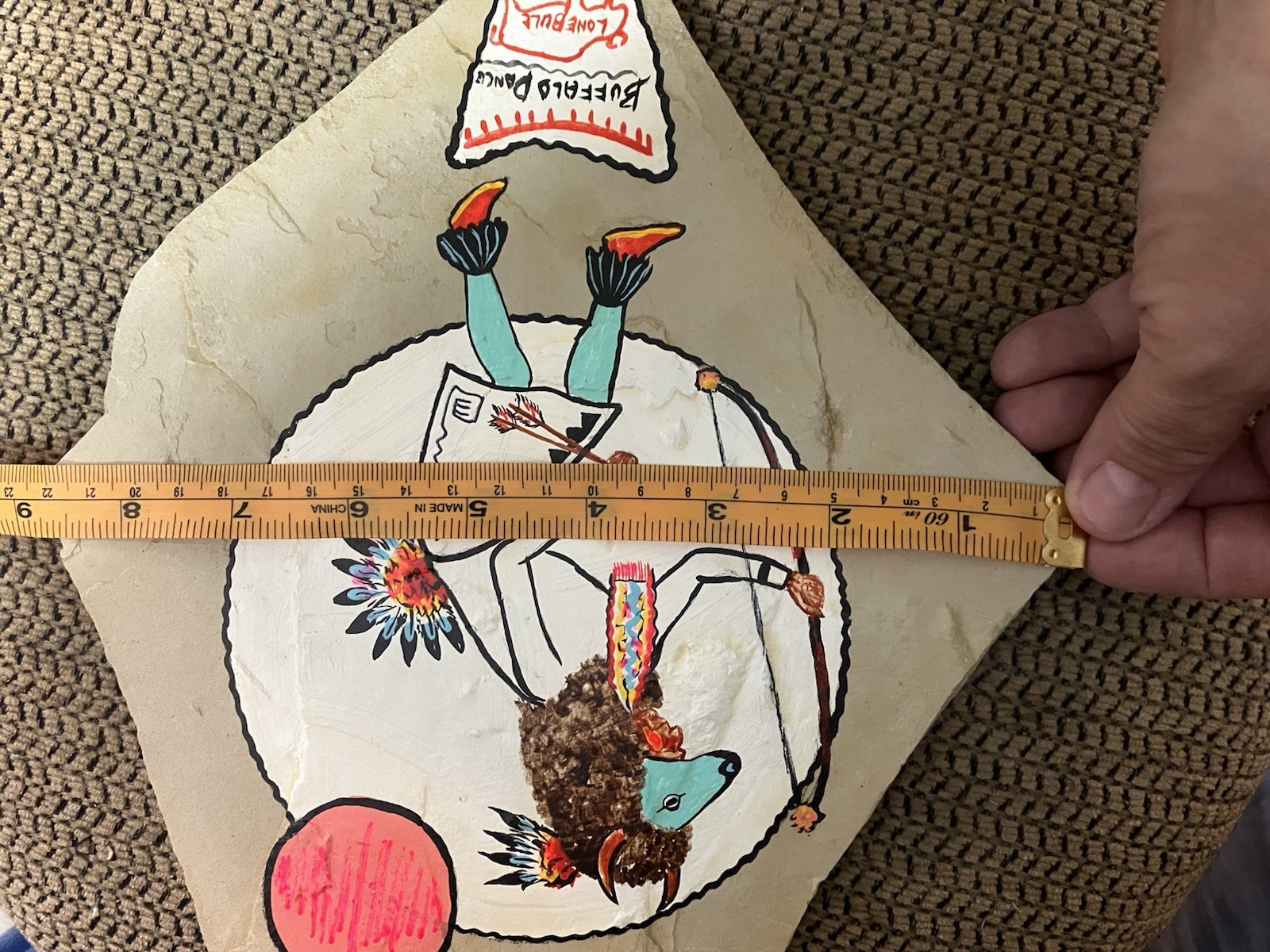 Buffalo Dance Vtg Native American Painting Slate Lone Bull Stanley Harrison 1975