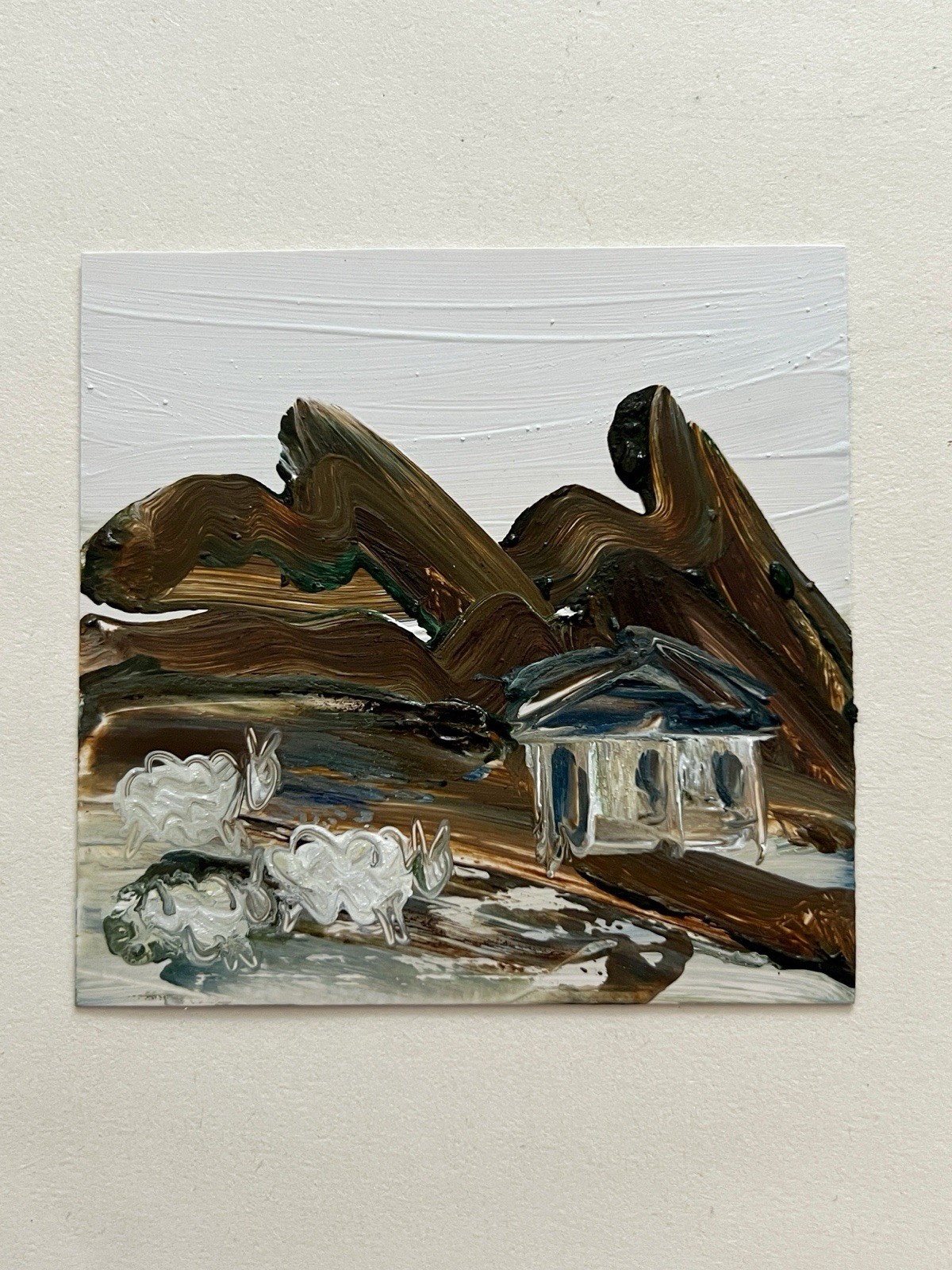 Scottish Highlands Pastoral Landscape Grazing Sheep Scotland Cabin House Artwork