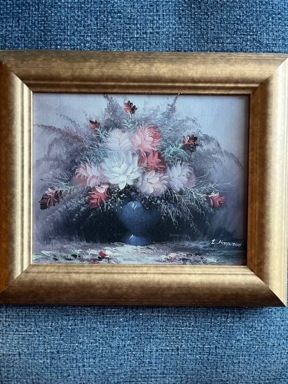 Z Haywood Lithograph on Canvas Floral Oil Painting Flower Artistic Impressions