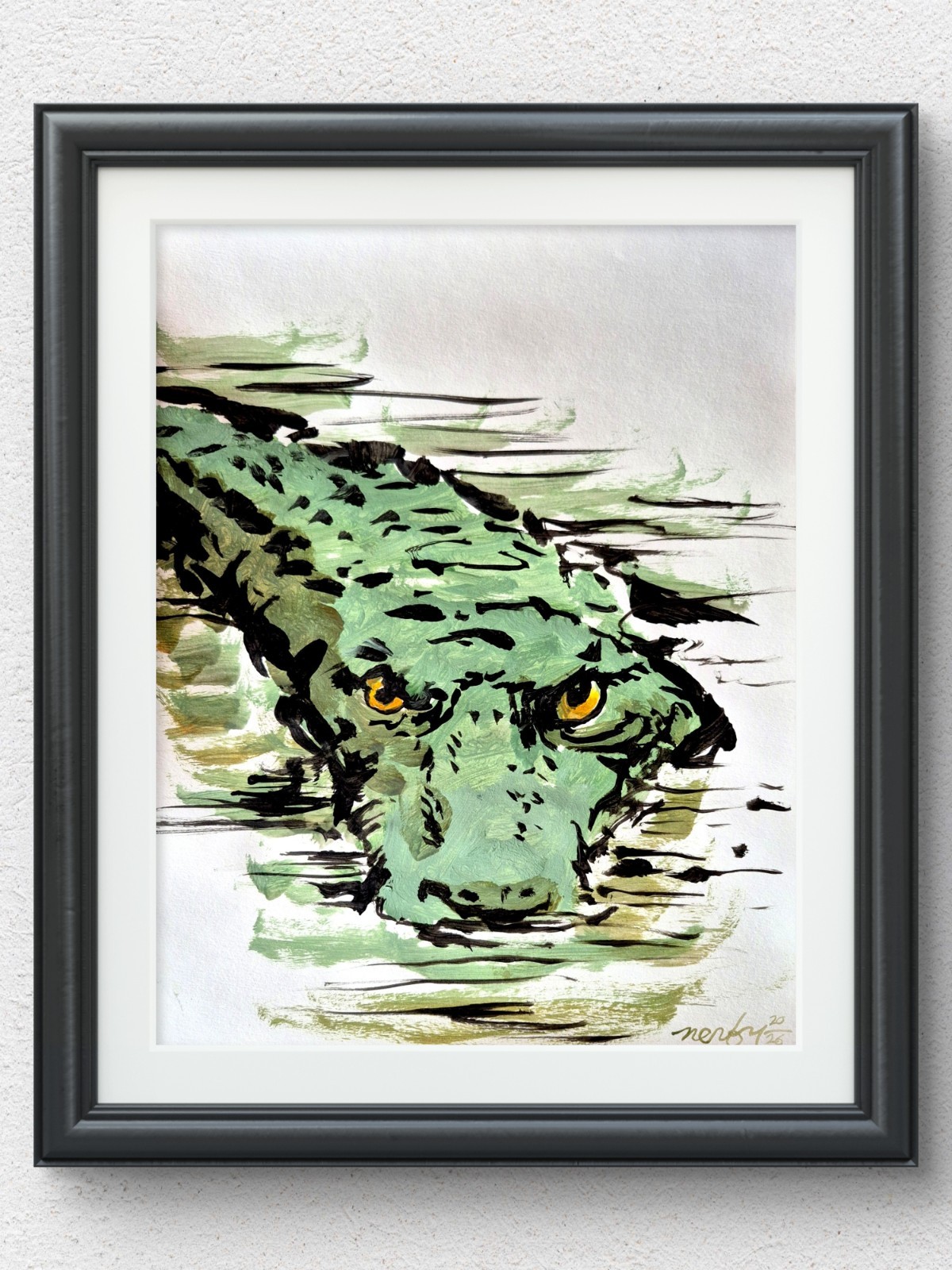 Original Signed 11×14 Acrylic Alligator Art Contemporary Home Decor Paper P139