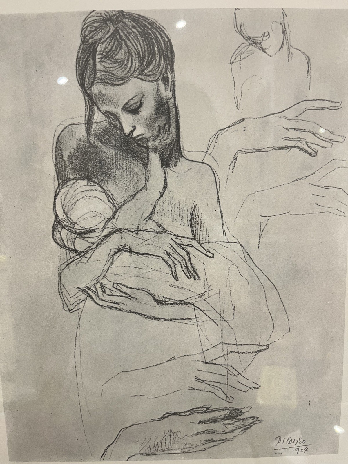 Pablo Picasso MOTHER CHILD Studies Right Hand Framed Pencil Sketch Art Portrait