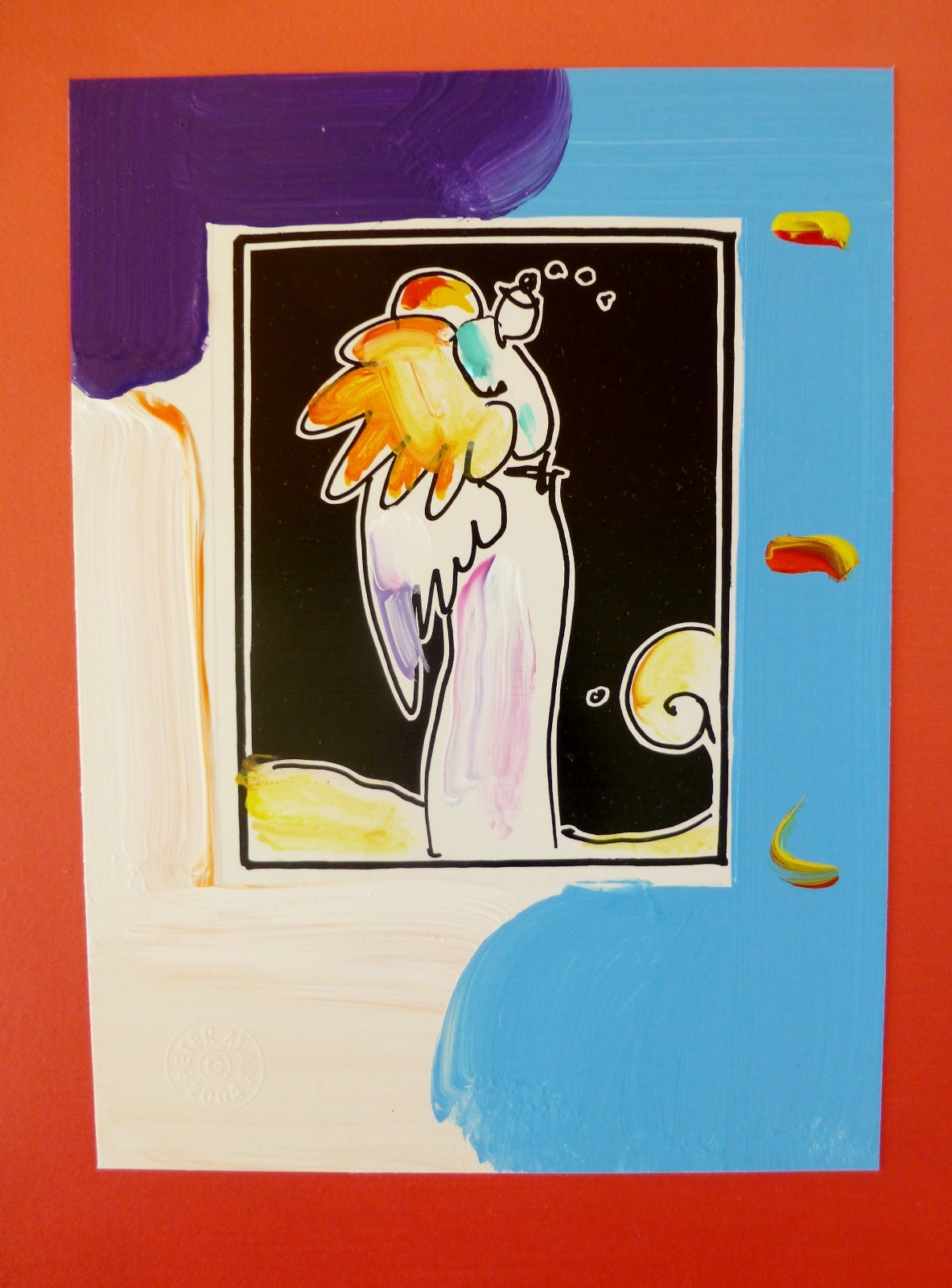 PETER MAX Standing Angel unique variation Orig. mixed media HAND SIGNED art, COA