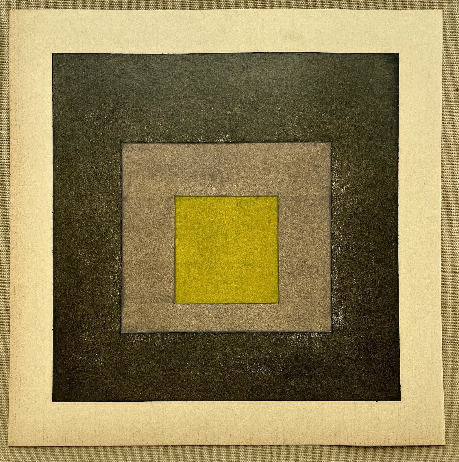 Original Vintage Abstract Minimalist Geometric Painting Oil On Paper Minimalist