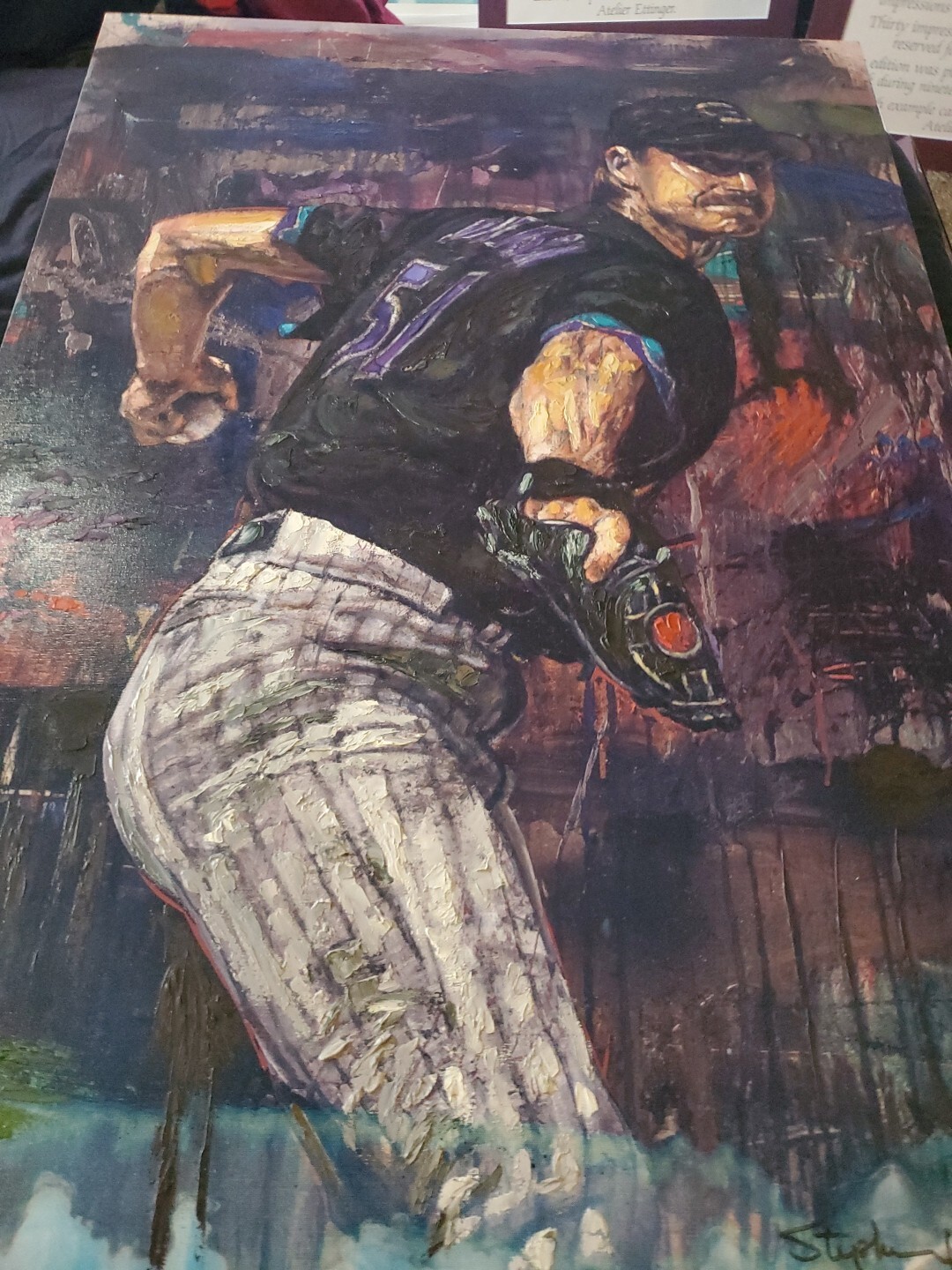 STEPHEN HOLLAND RANDY JOHNSON EMBELLISHED AND STRETCHED- LIMITED TO 99! 27’x39′