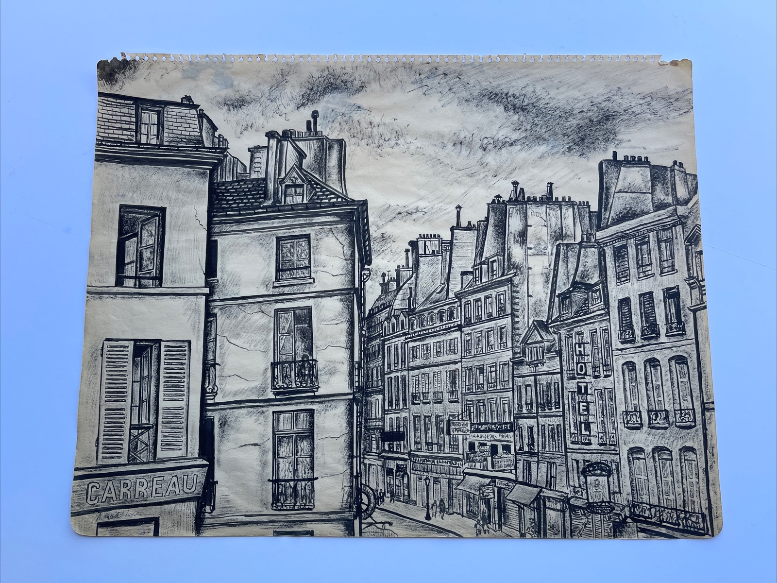 ANTIQUE PAINTING 1929 LISTED JO CAIN PAINTED ONSITE EUROPE TRAVELS STREET CITY