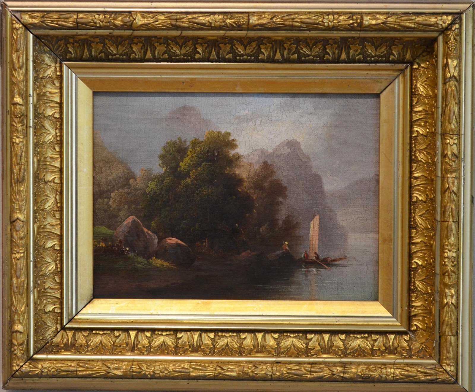 A fine Lake George painting, circa 1880, unsigned, nicely framed