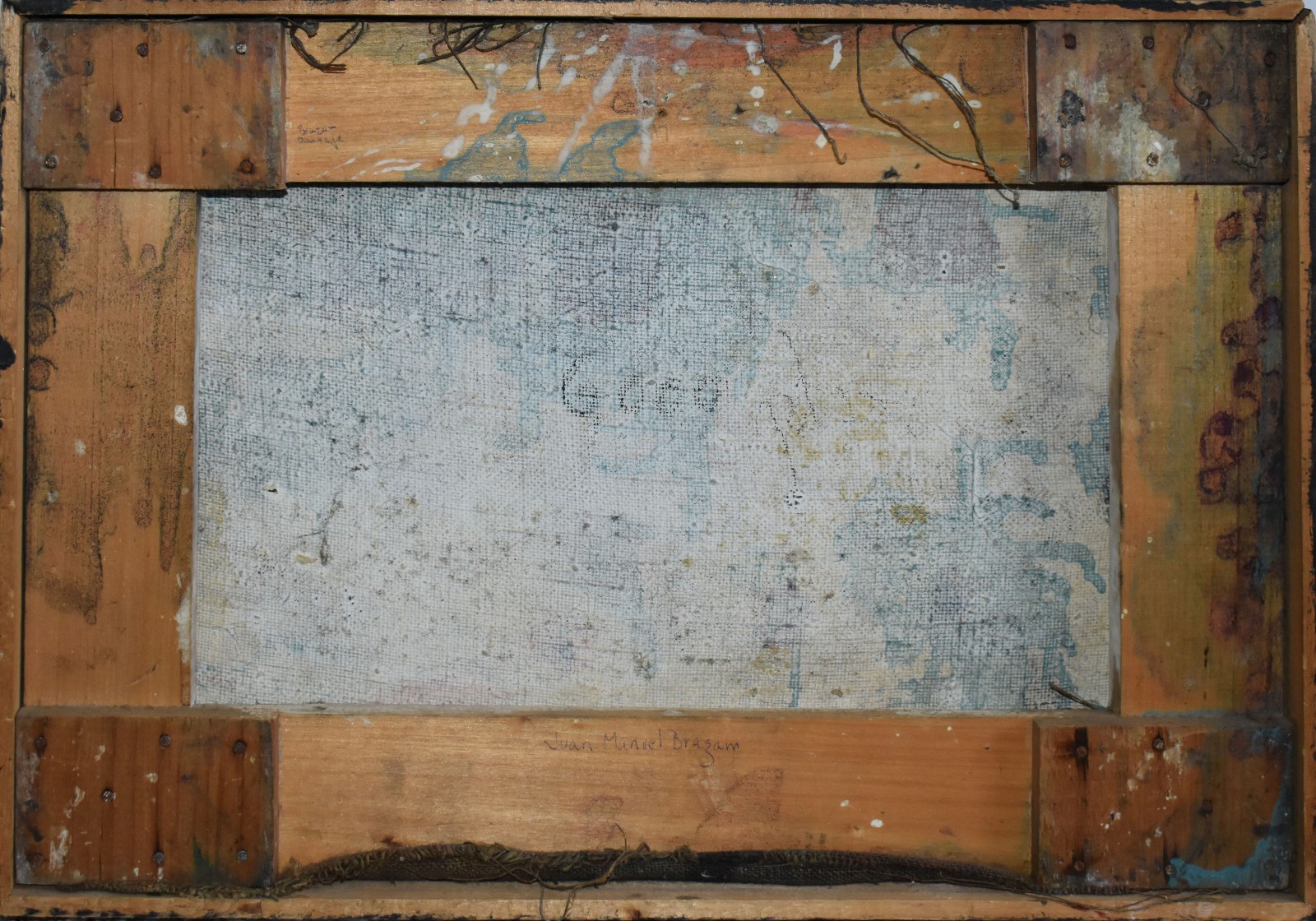 JUAN MANUEL BRAZAM-Spanish Expressionst-Original Signed Oil & Collage-Abstract