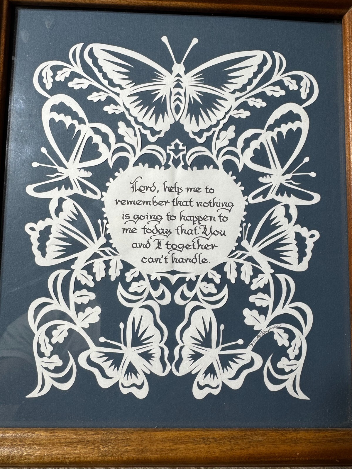 Trudy Kauffman Scherenschnitte «Lord Help Me…….» Folk Art – Signed/Framed