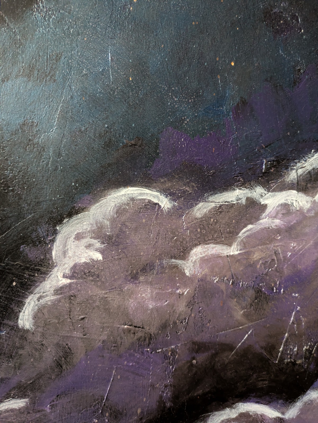 THE VIOLET FLAME — Monumental 80” Triptych | Acrylic & Gold Leaf -K. Bickman Art