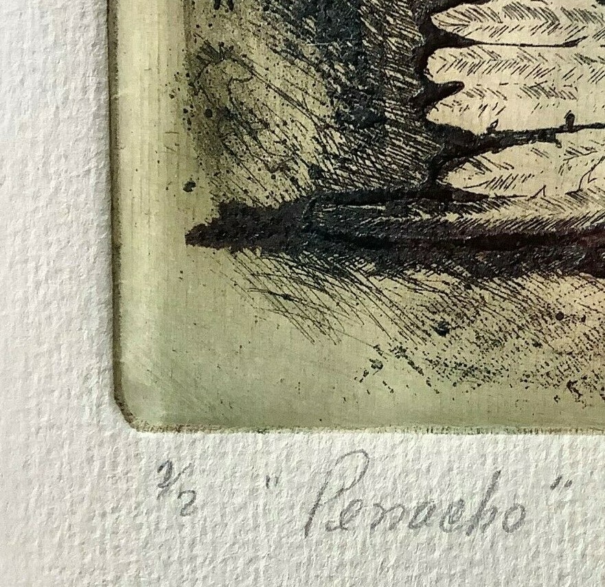 Parrata. Chalcography. Penacho, ca 1975. Original signed. Numbered