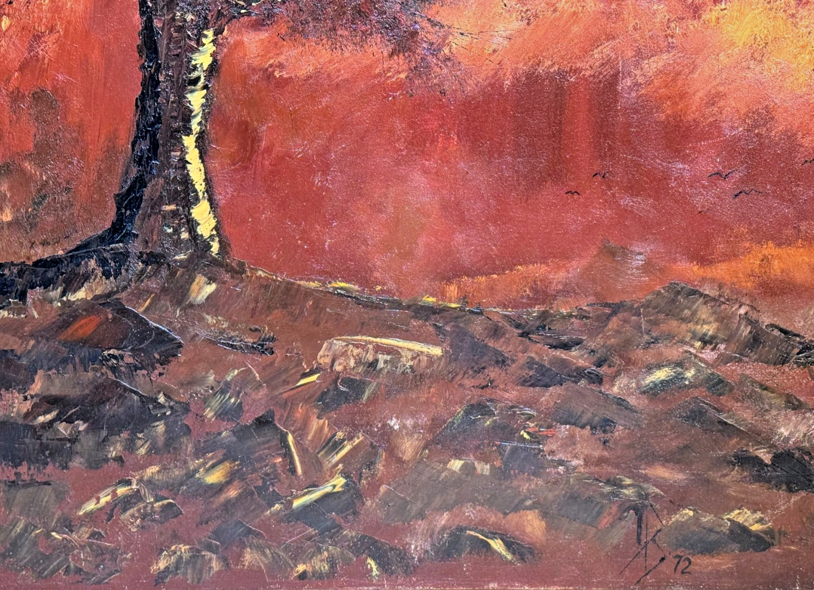 Original Vintage Early 1970s MCM Art Painting | Heavy Pallet Knife & Texture