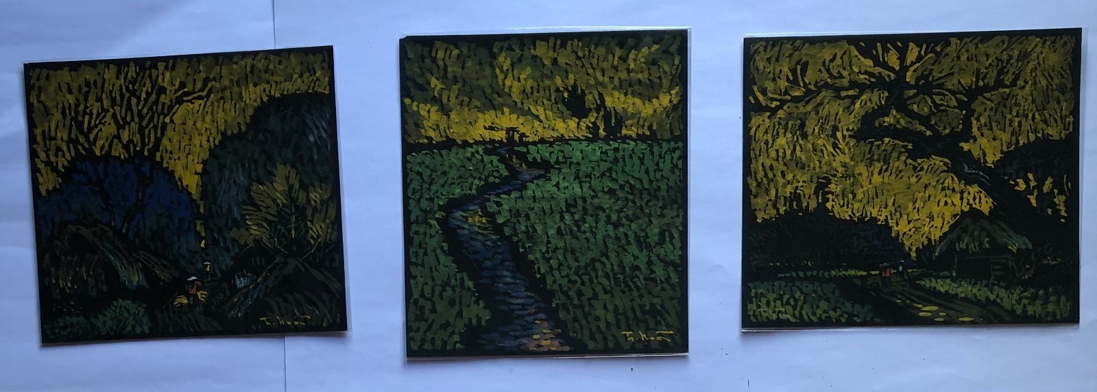 Tran Hoa Lanscape 2 orig graphic draw 16 x 19 cm