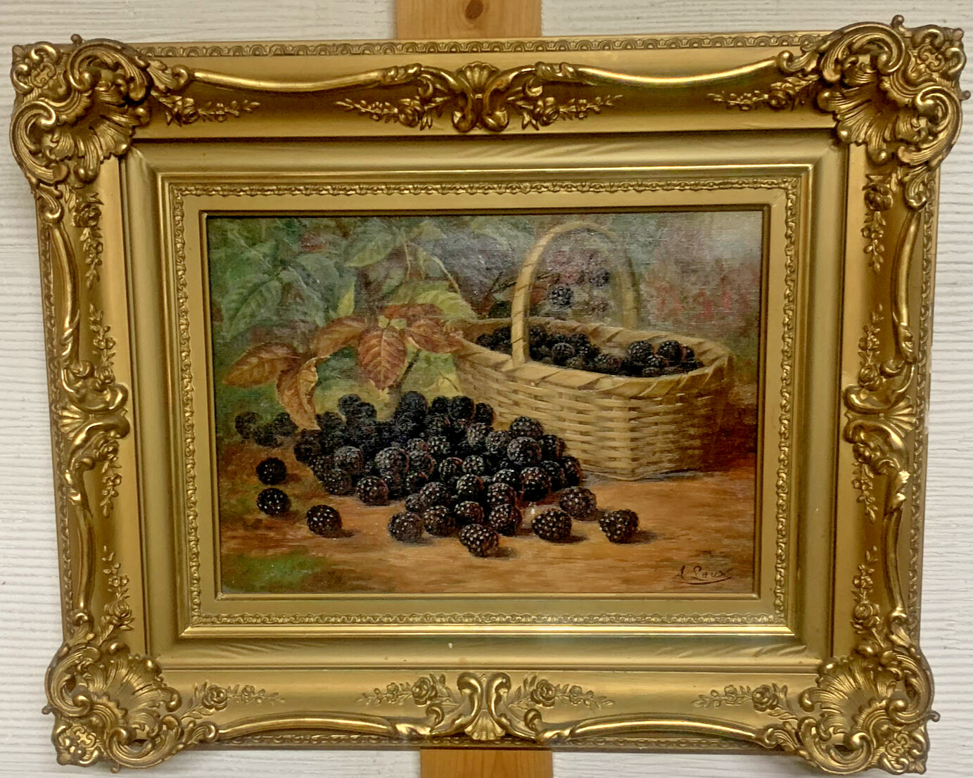 August Laux (American, New York, 1847 – 1921) Still Life – Blackberries c.1880’s