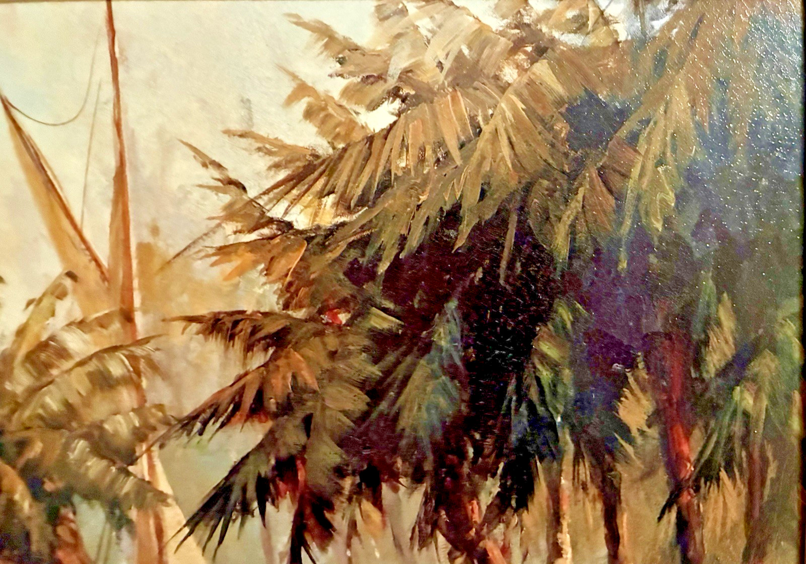 Large Framed «LEAVING OUT» Tropical Boat Textured Artboard Print by Malarz