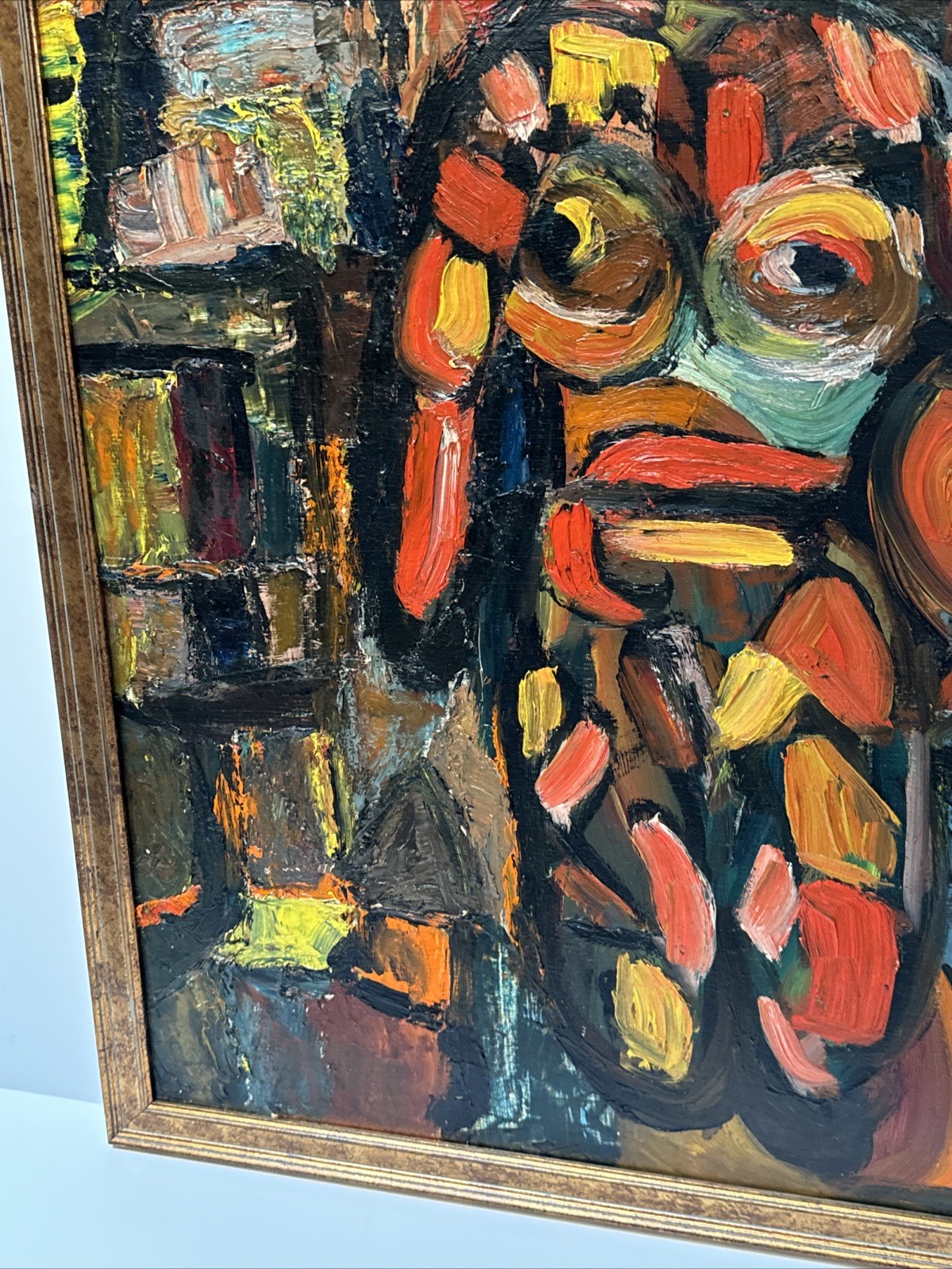 MID CENTURY PAINTING ABSTRACT GEOMETRIC CUBIST CUBISM MODERNISM Vintage Tommy