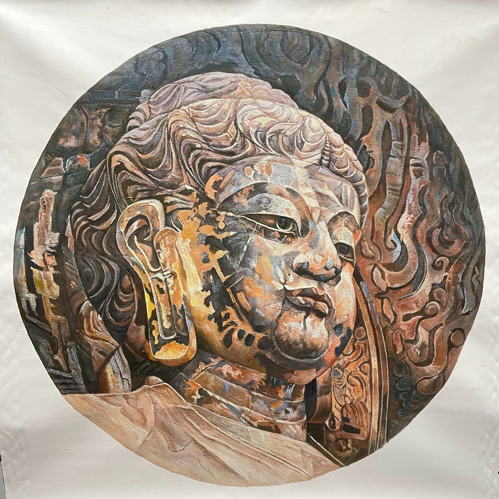 100% hand-painted Buddha statue 39×39 inch oil paintings The classical field