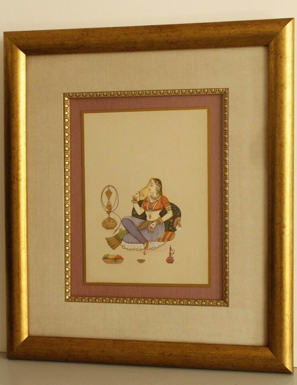 Miniature Portrait Painting Of Mughal Queen With Frame For Wall 11.5×13.5 Inches