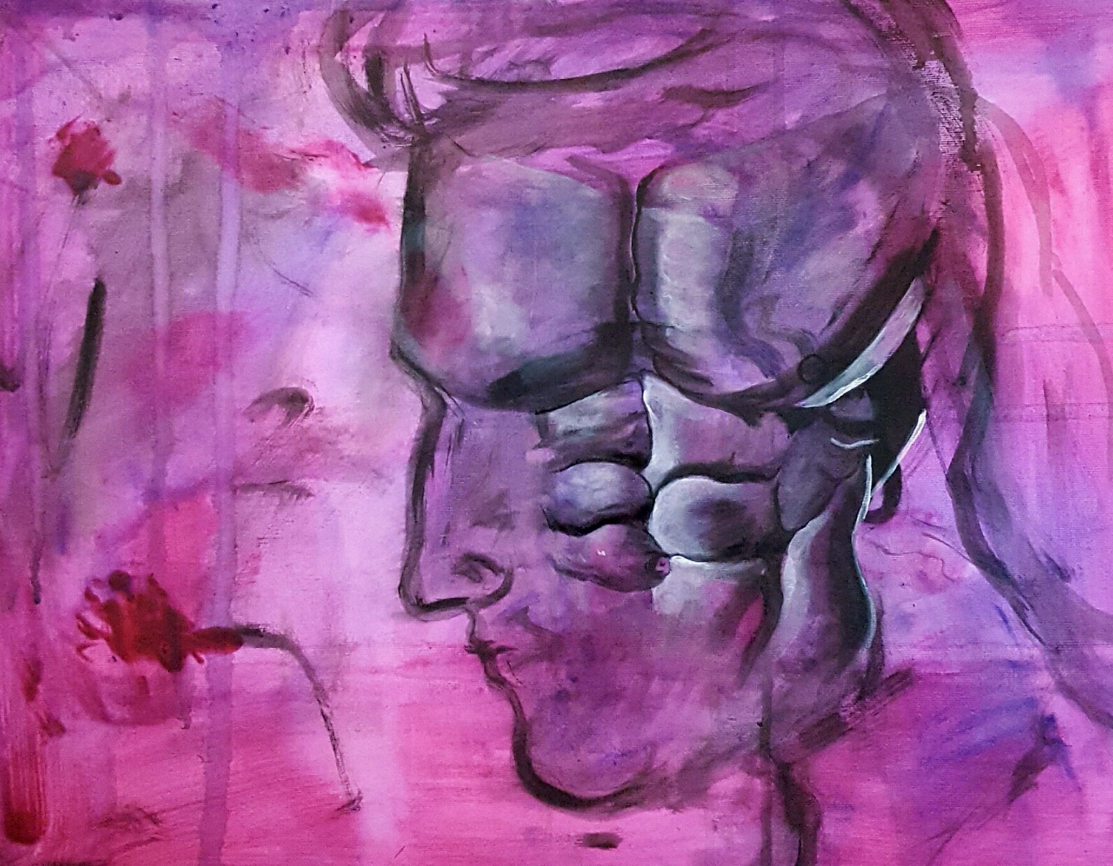 Muscle Bodybuilding Art and Painting Original on Canvas Male Torso