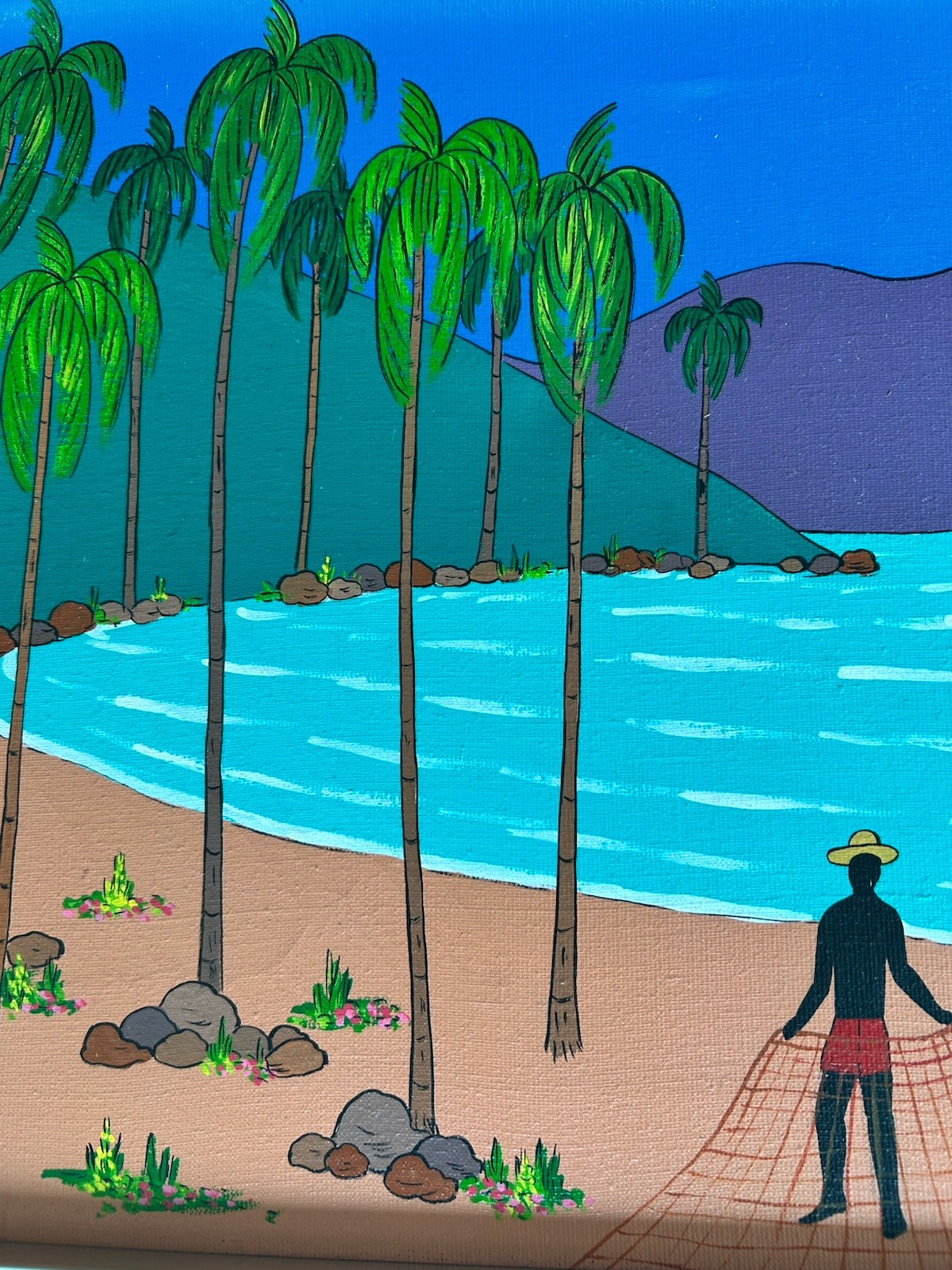 Original Painting By Brazilian Artist Peloggia Caribbean Beach Theme
