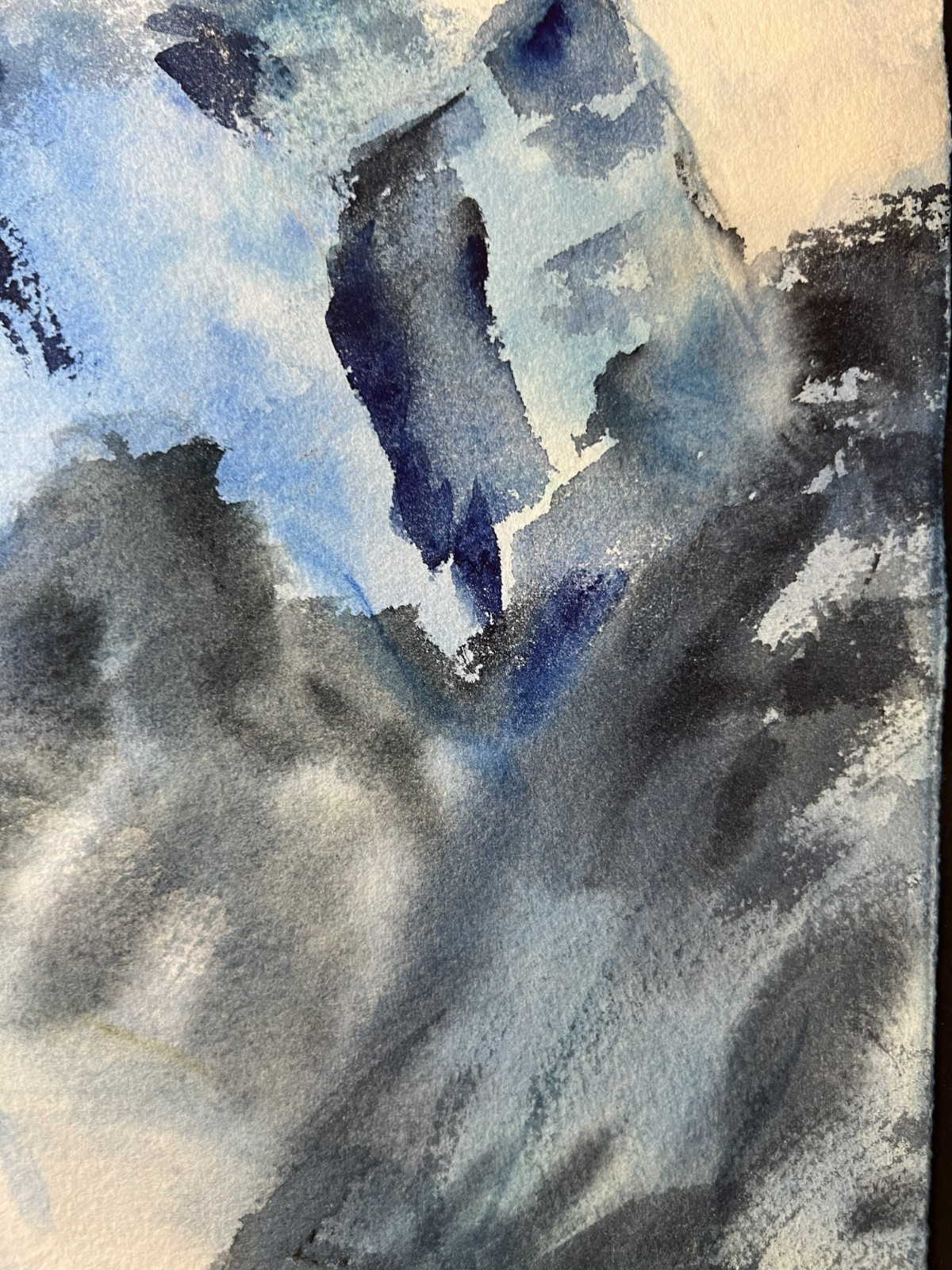 Landscape with Snow Mountain–Mid 20th Century Watercolor–Charlotte Hoffman