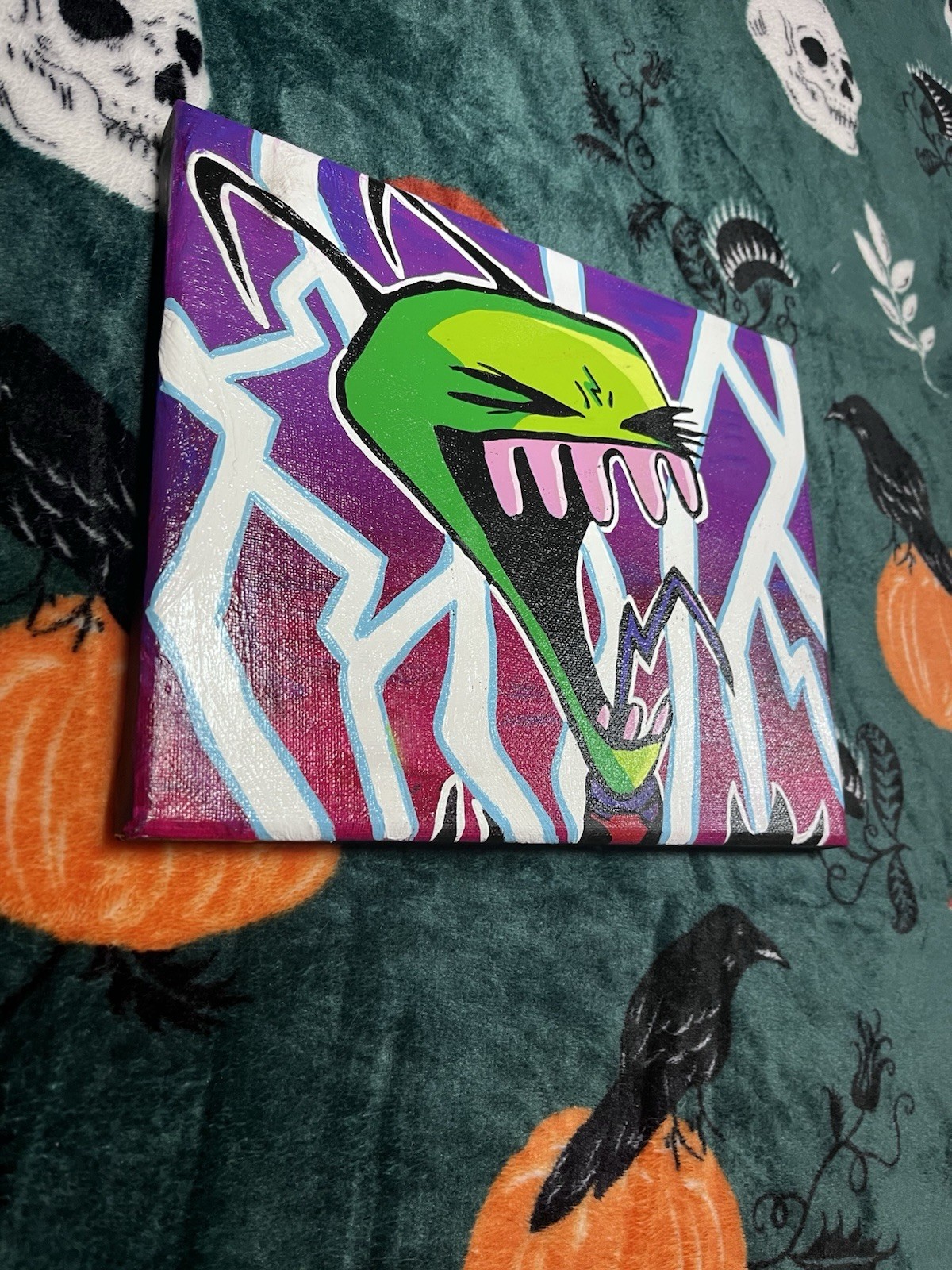 Original Canvas Painting – Graffiti Pop Art Cartoon Invader Zim – nostalgia art
