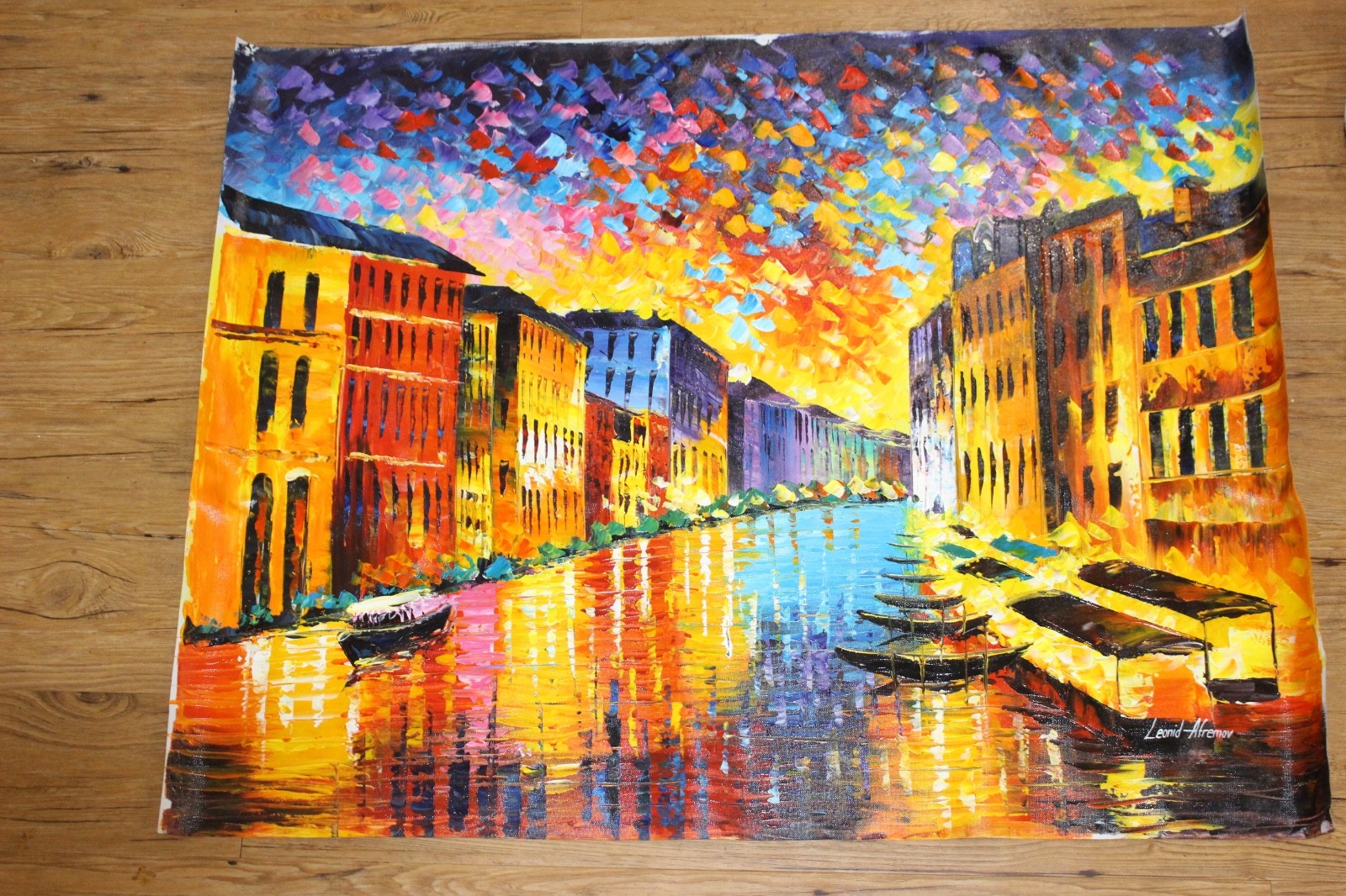 Leonid Afremov ”Venice Grand Canal»Original Oil recreation on Canvas 30” X40″