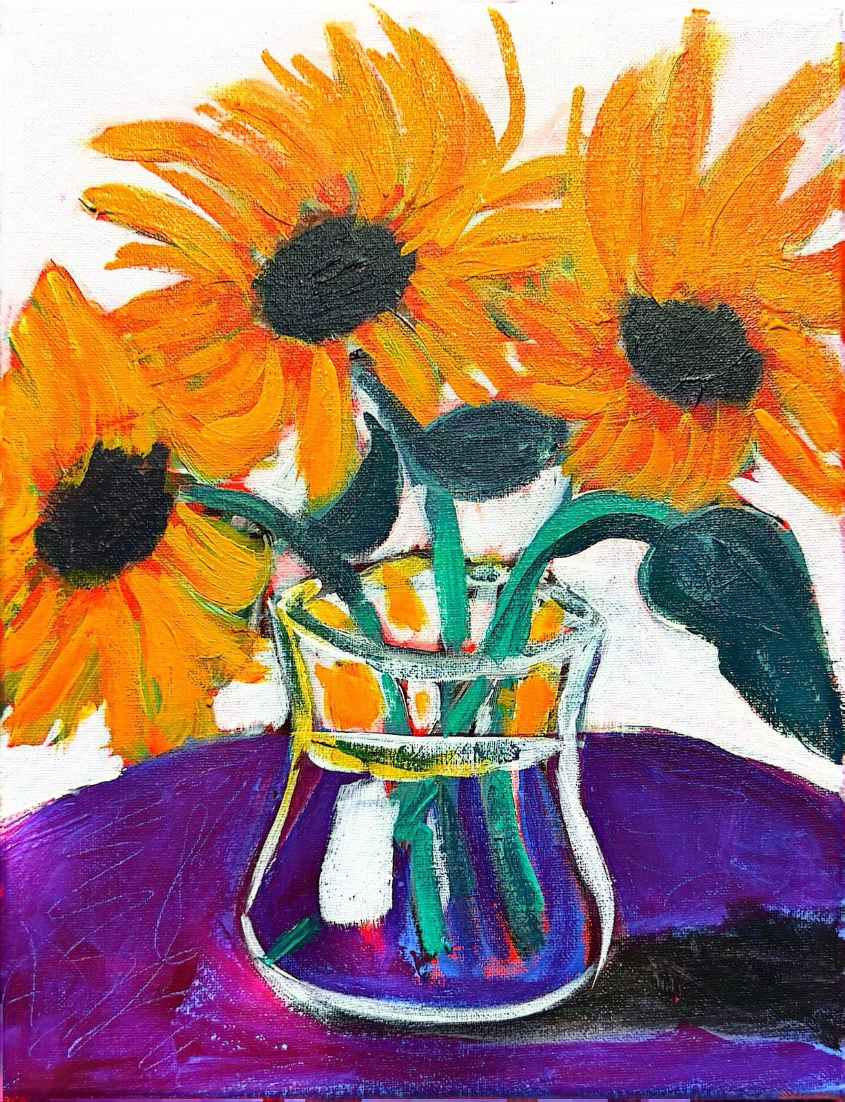GERARD 11X14 IN – Abstract Expressionist Original Painting Canvas Flowers