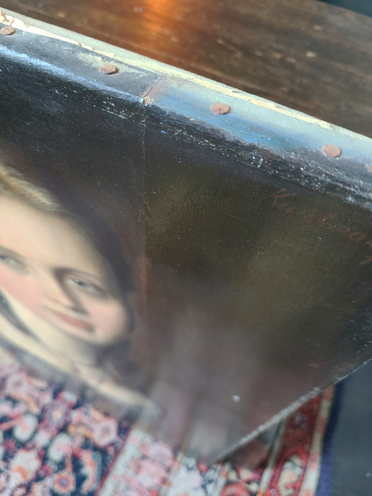 Antique 19th Century Oil Painting Portrait of a Victorian Gothic Young Lady