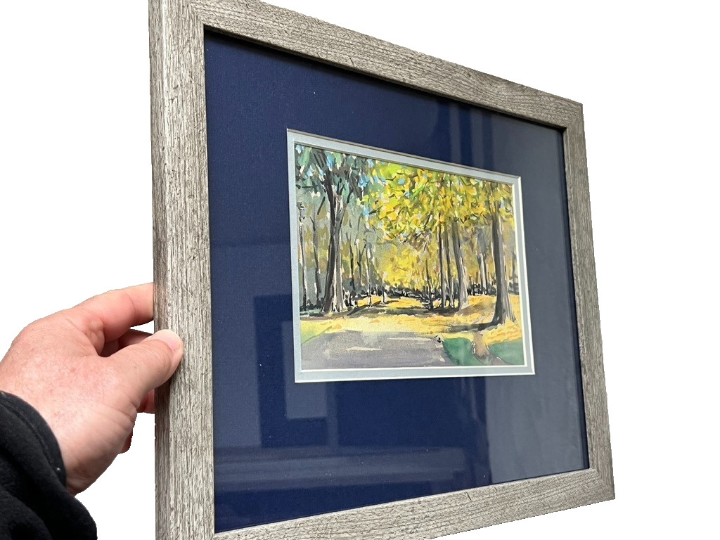 Landscape Painting – Original Gouache Art – Laurelhurst Park Autumn Portland, OR