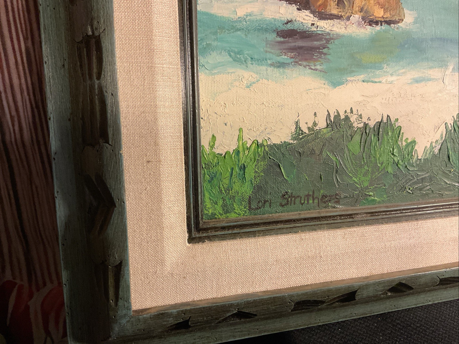Lori Struthers Acrylic Shoreside Painting Framed Original Signed 26.5 x 22.5 In