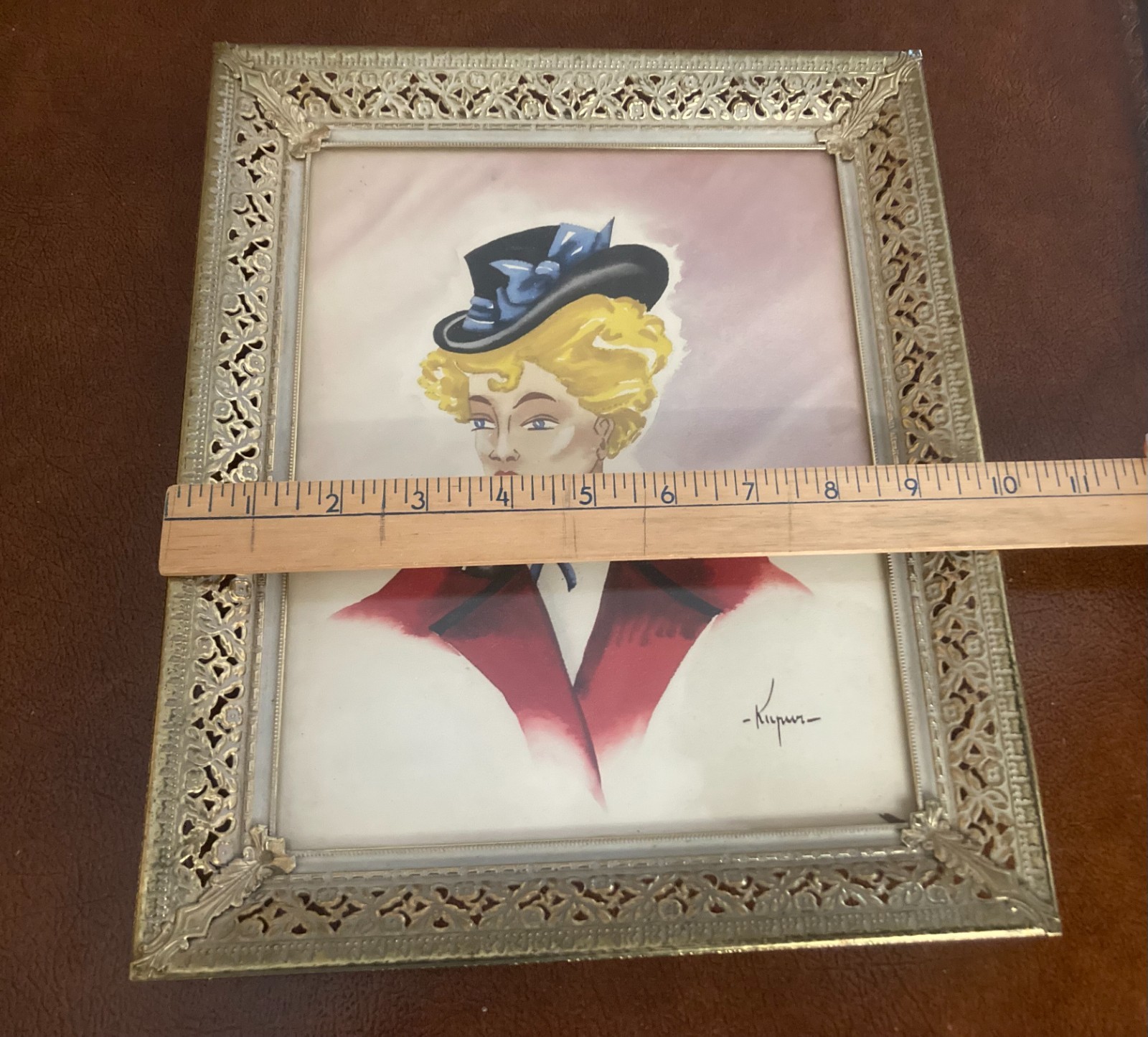 Vintage Ruben Kupur MCM Fashion Lady Portrait Signed «Kupur «9.75»X 11.75″ Frame