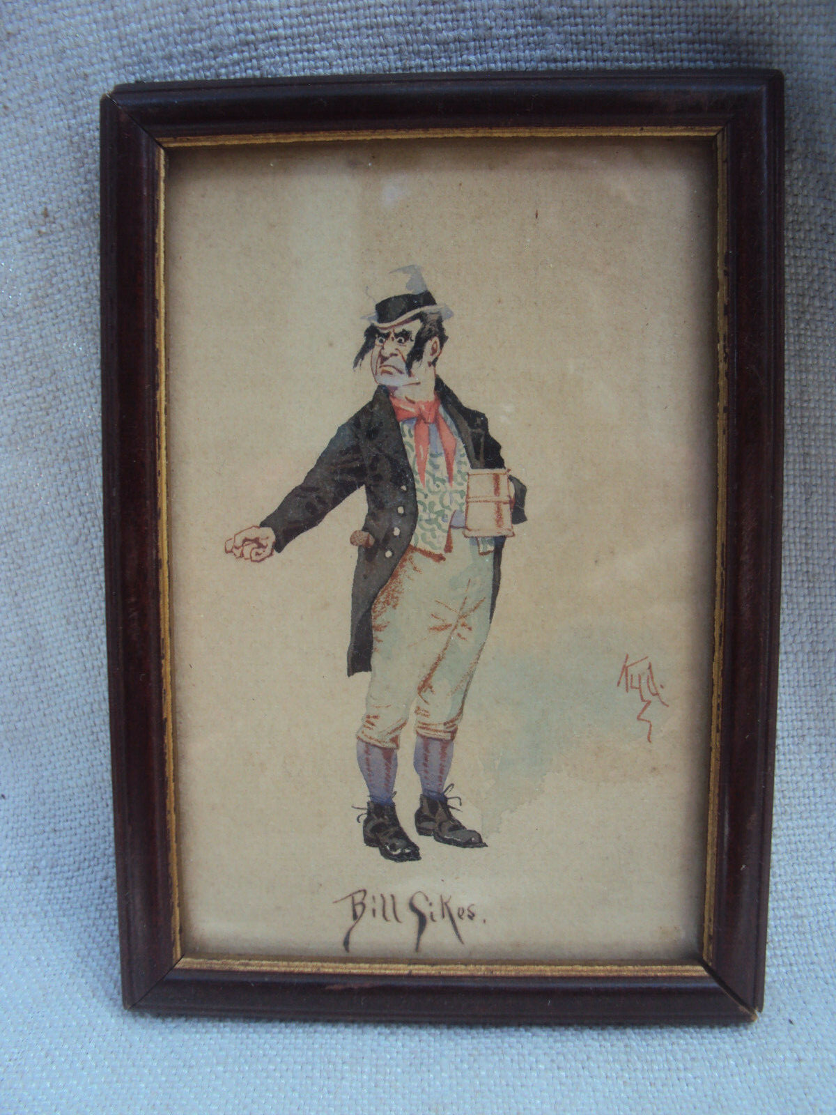 Bill Sikes Dickens Character Original Water Color by Kyd Joseph Clayton Clark