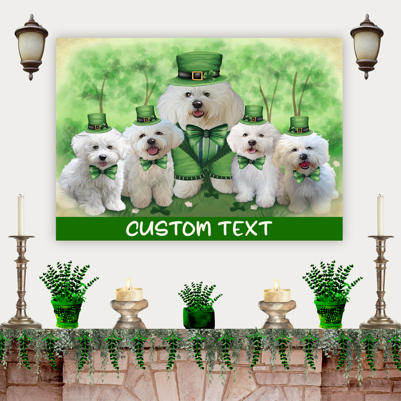 Bichon Frise Dog Canvas .75″ Personalized Digital Painting NWT