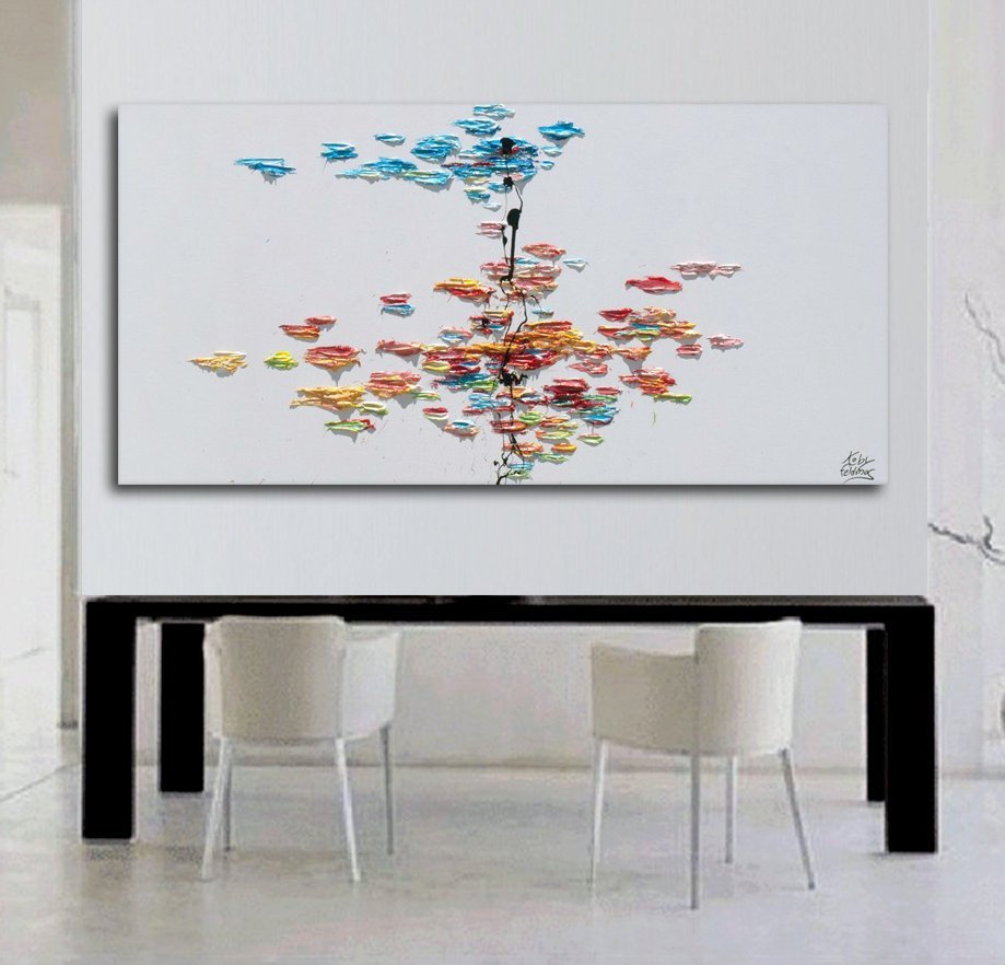 Abstract painting 67″ SKY & EARTH – Large, oil on Canvas, thick paint, Modern