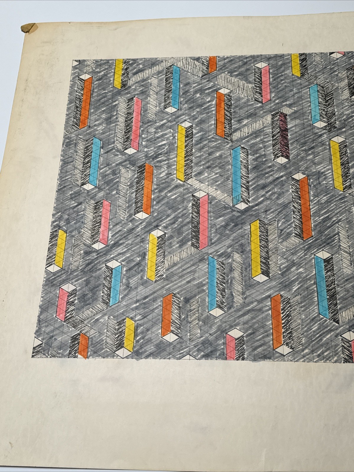 ABSTRACT DRAWING 1970’S PROFESSOR LUBENSKY POP MODERNIST CHICAGO KANSAS LISTED