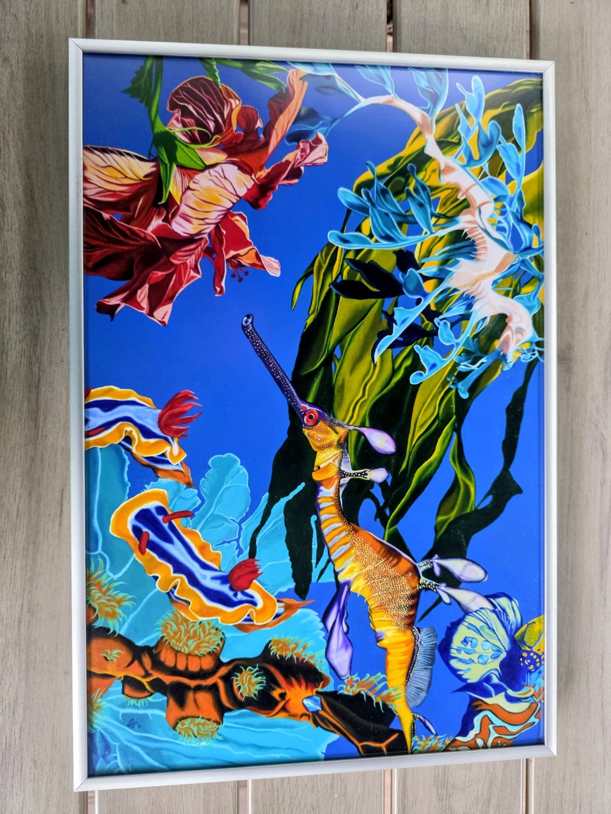 Jennifer Brewer Stone Art Prints Framed Set 3 Tropical Whirl Flutter Seadragon