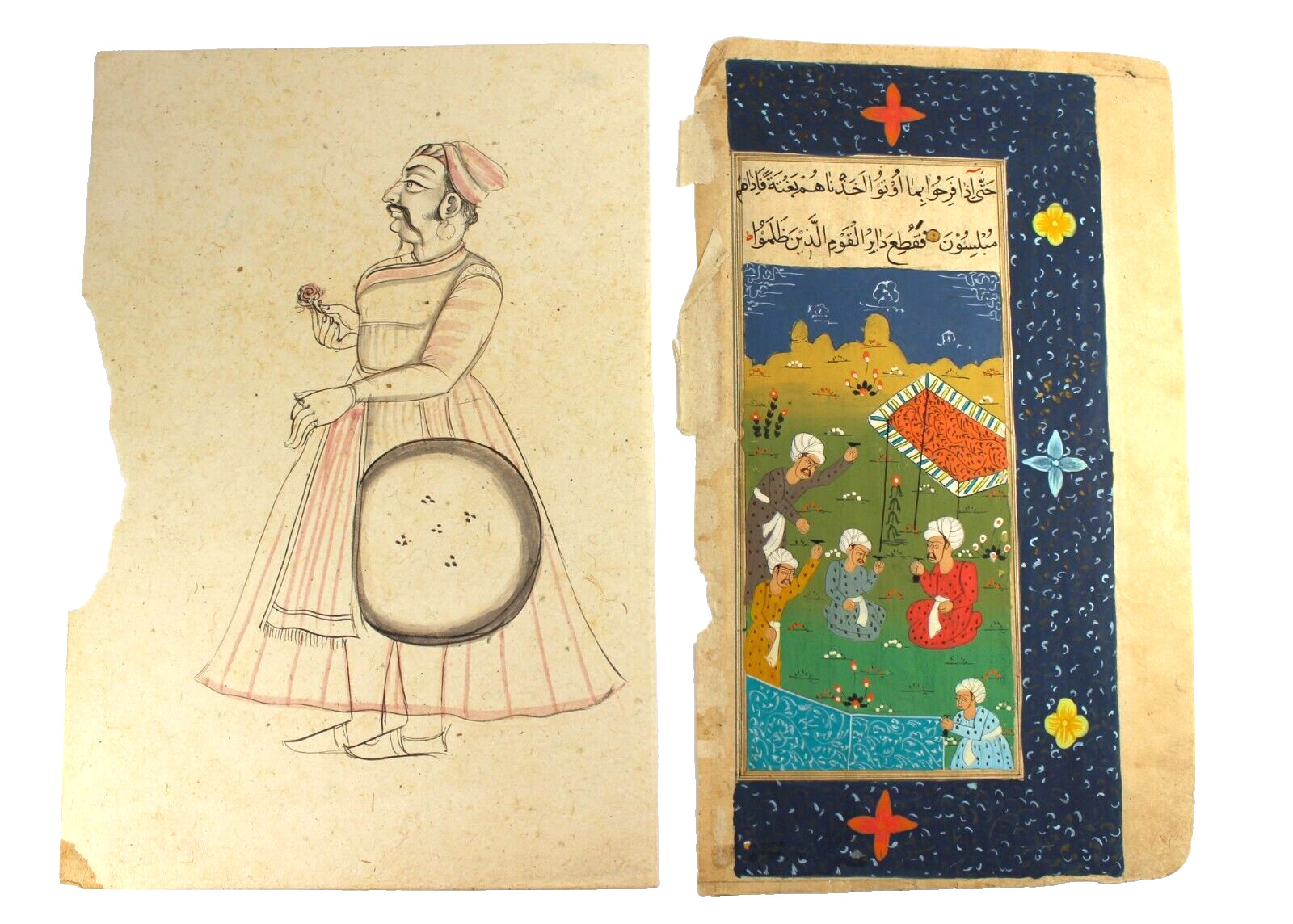 Contemporary Mughal Painting Book Page Gouache & Pencil Drawing Original *READ