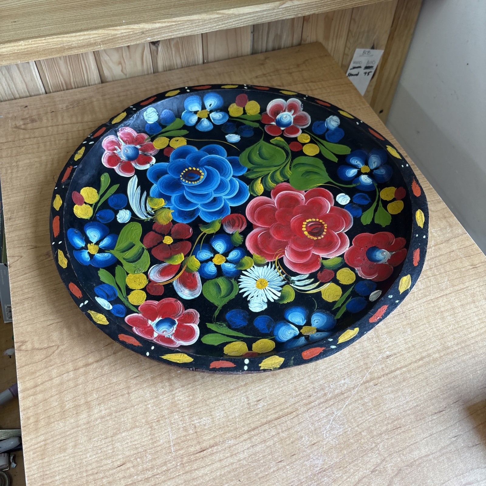 Vintage Hand-Carved & Painted Large Wooden Tray or Batea Mexico 🔥🔥🔥