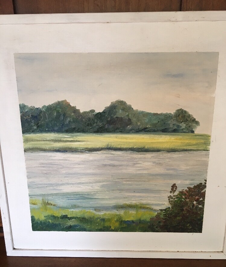 ACRYLIC on Board plein air painting shabby chic for summerhouse! unsigned