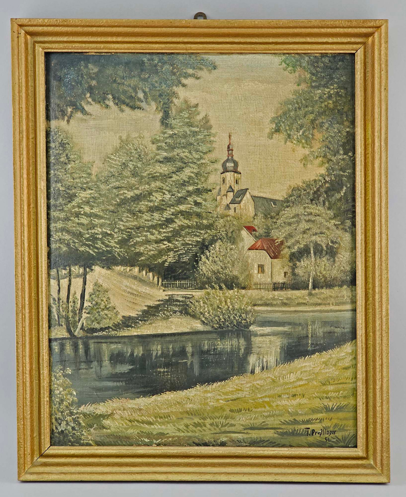 9460052 Oil Painting Straßberg In The Vogtland Signed Preßlinger 1952 51X66Cm