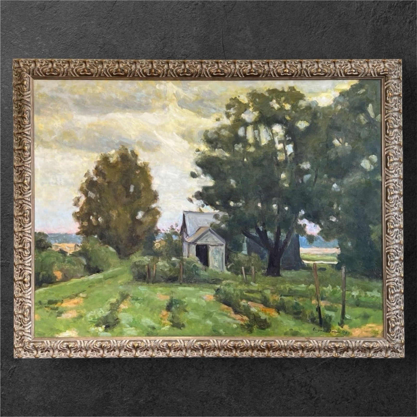 Eugene J. Quinn Jr. Original Art Painting Oil On Canvas Impressionist Farm Scene