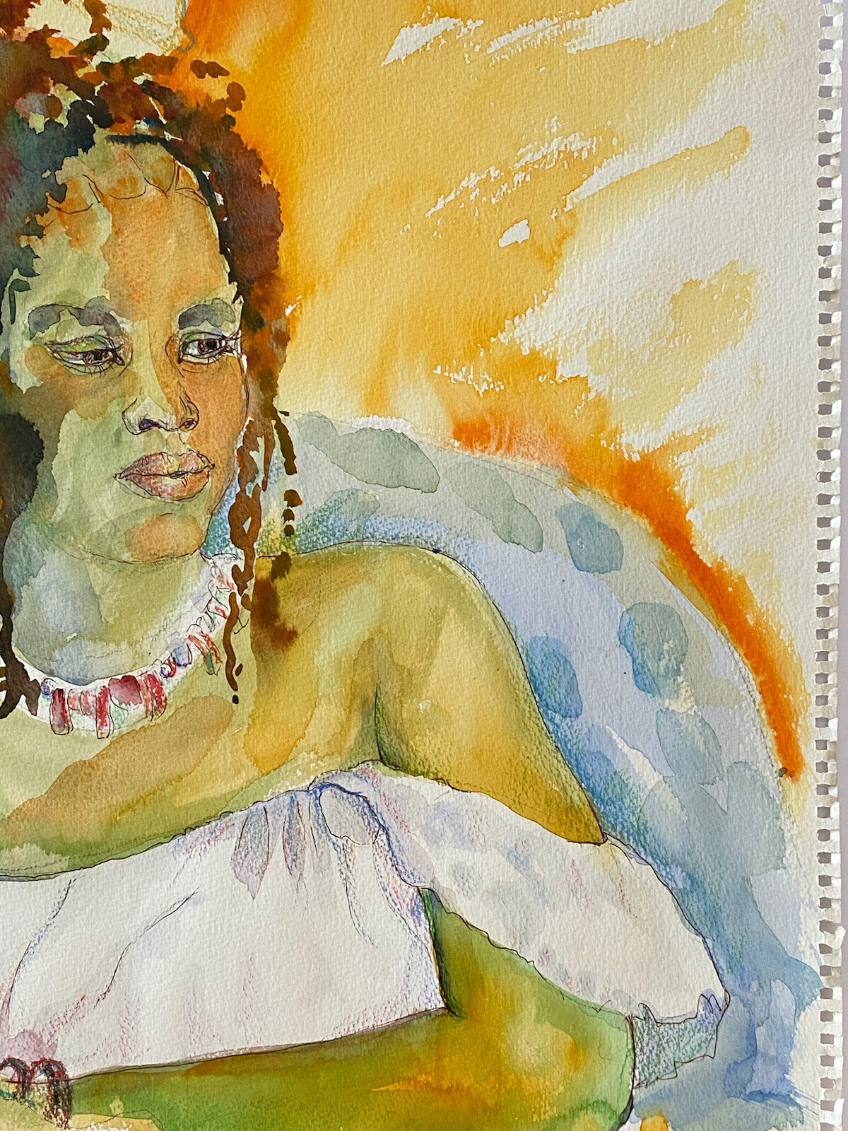 Pat Beck Ca Vintage Expressionism Modernism Study Black Female Portrait Painting
