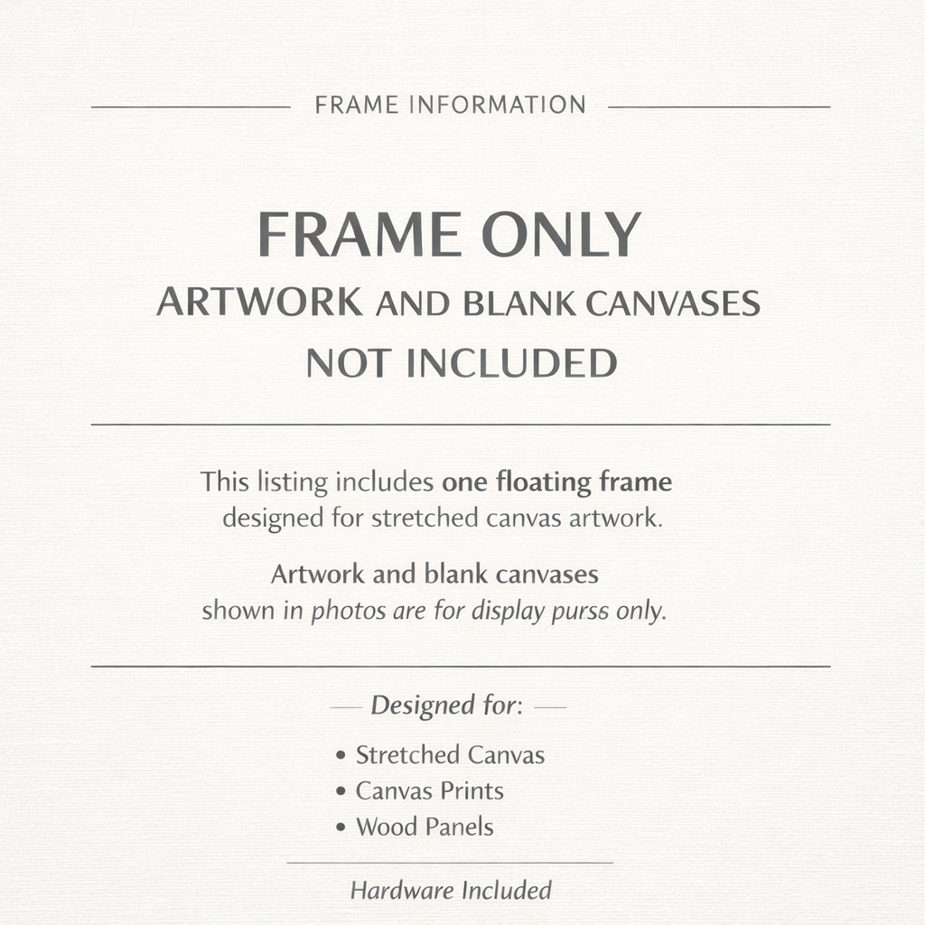 Black Floater Frame with Gold Edge for Canvas 1.5″ – Custom Sizes Available