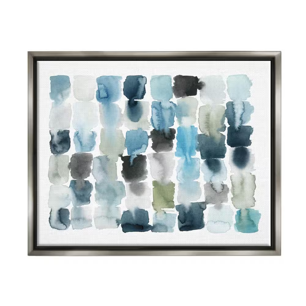 Ocean Inspired Abstract Tiles Blue Green Watercolor by Grace Popp Floater Frame