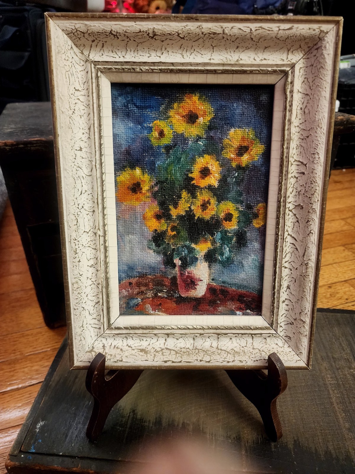 MC Vintage Signed Original Oil Painting Sunflower Floral Still Life Framed