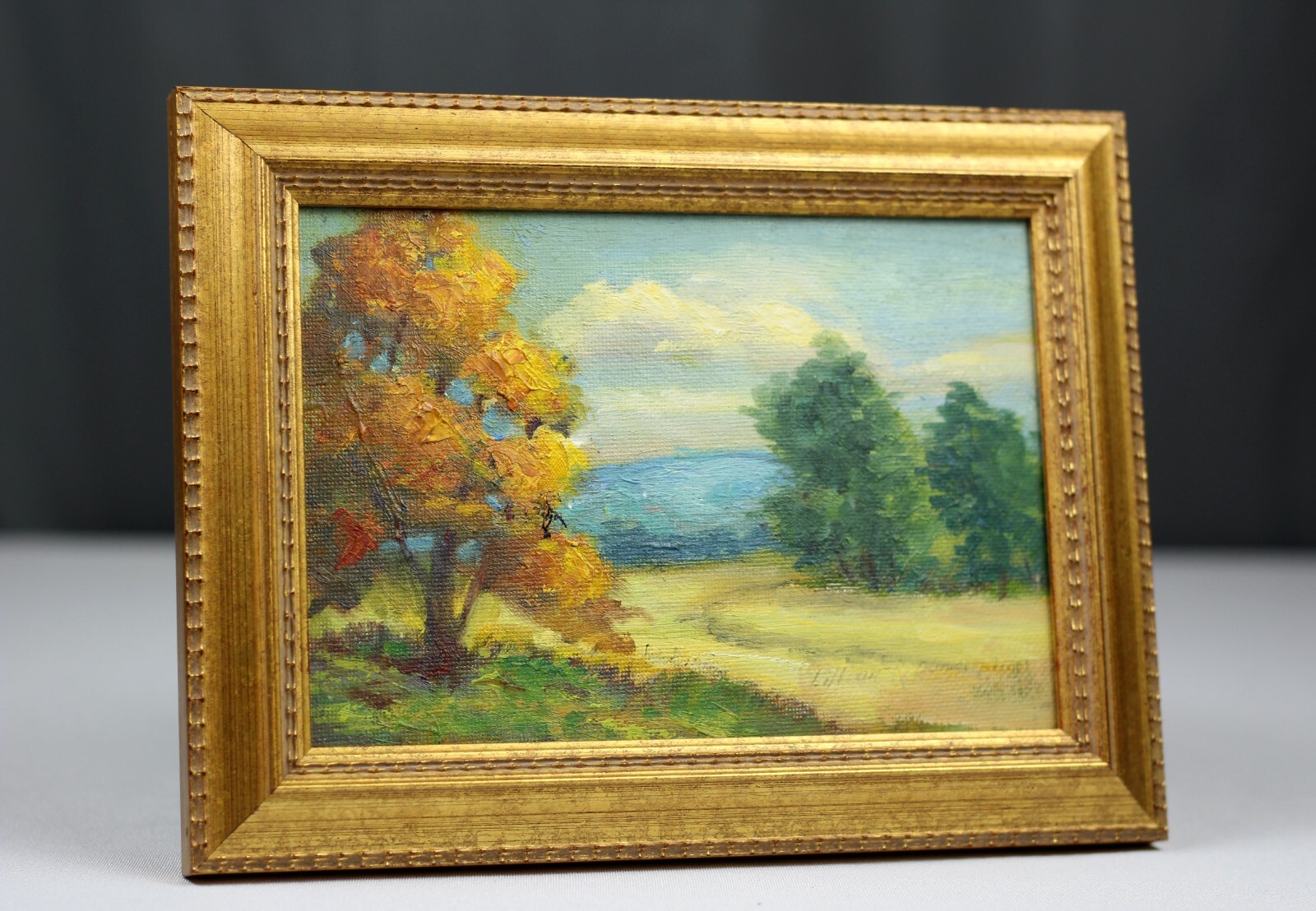 Original oil painting Lillian R. Dunnigan miniature landscape 5″ x 7″ IN/IL/VA