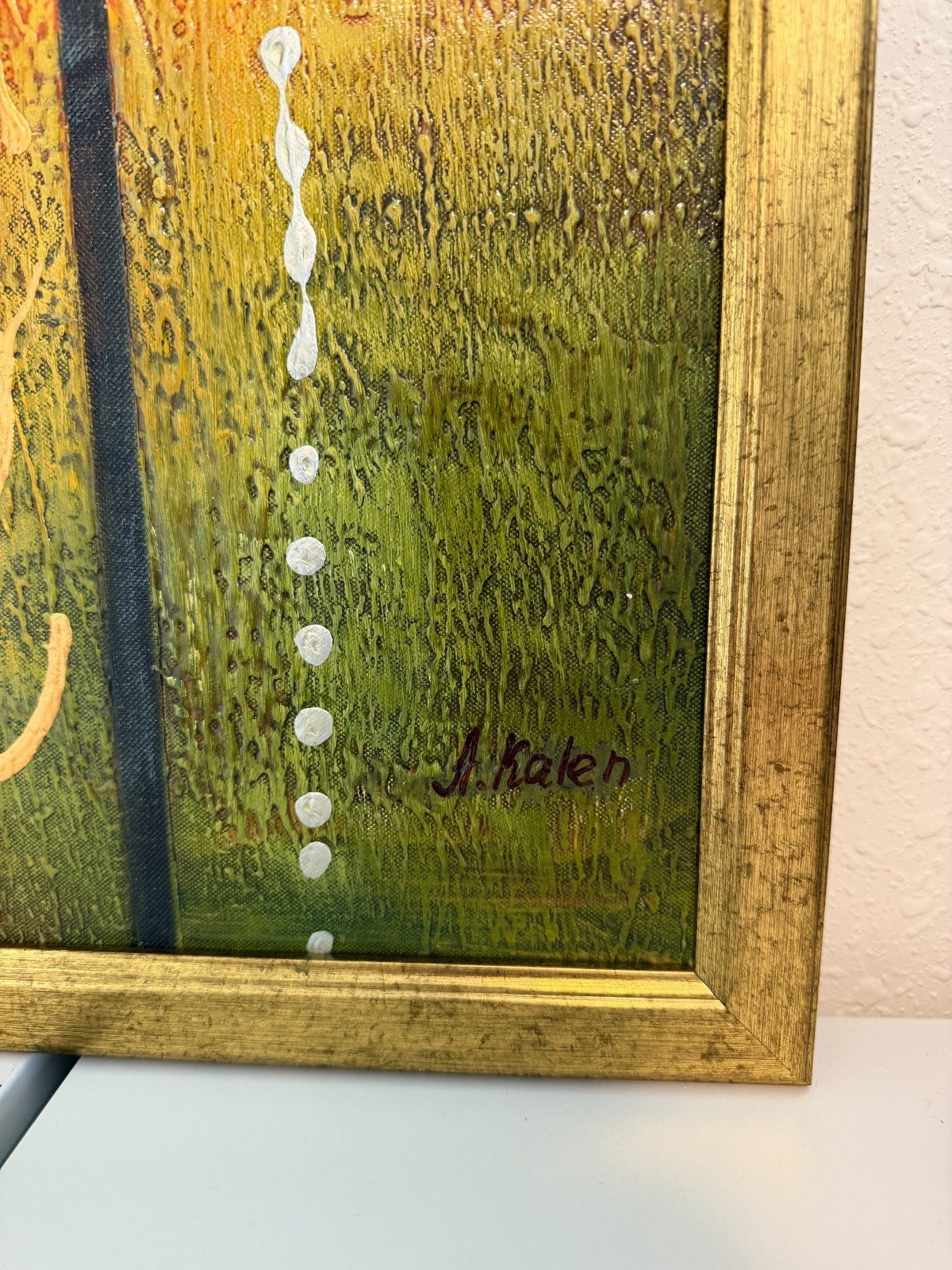 Alena Kalen Modern Geometric Original Abstract Oil Painting «Inner Smile” COA