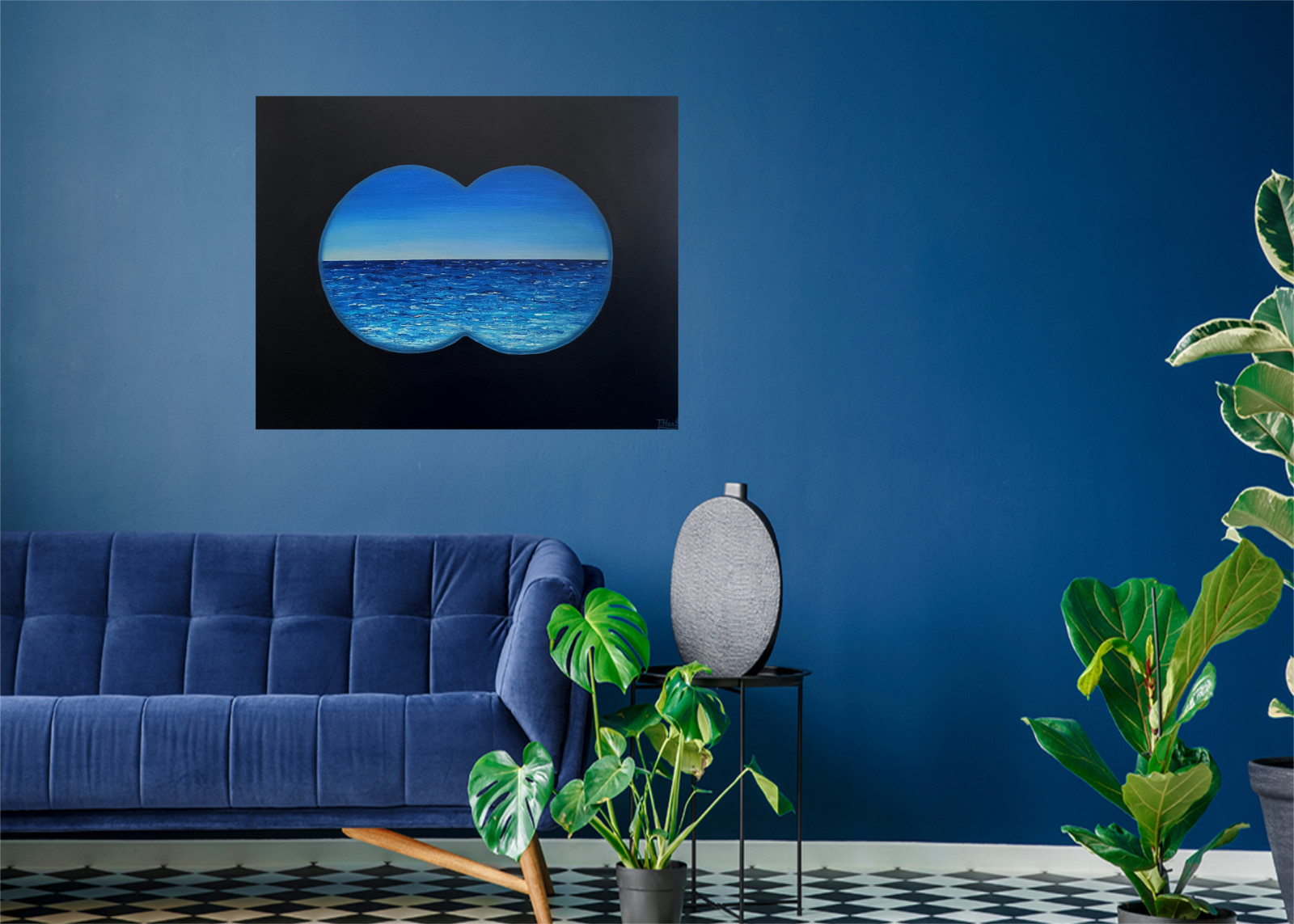 Original Acrylic Seascape painting «Looking for the Summer», 22″x28″x0.75″